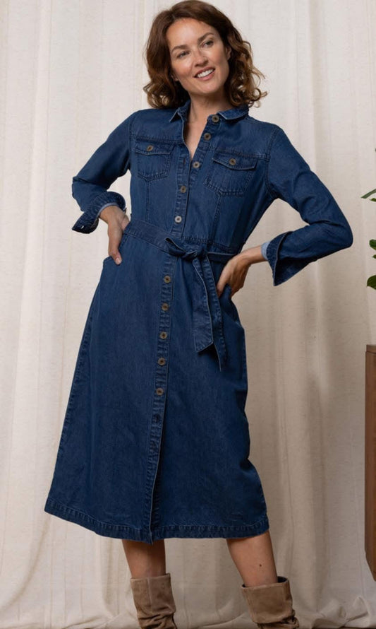 Denim Midi Shirt Dress